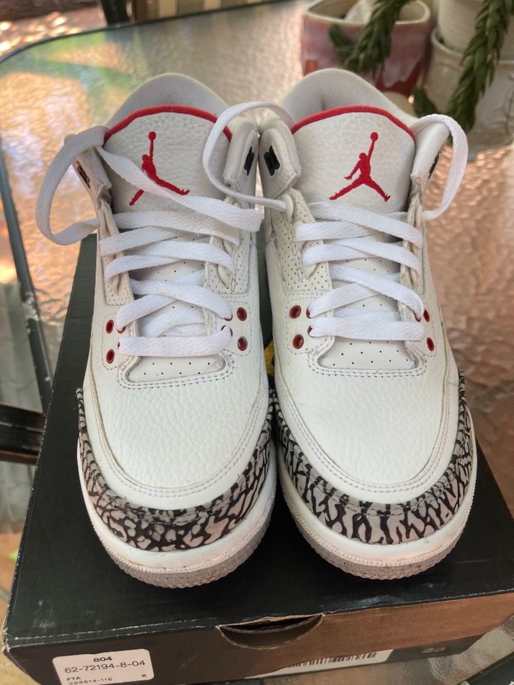air jordan 3 retro bg 2018 white/fire red-cement grey katrina